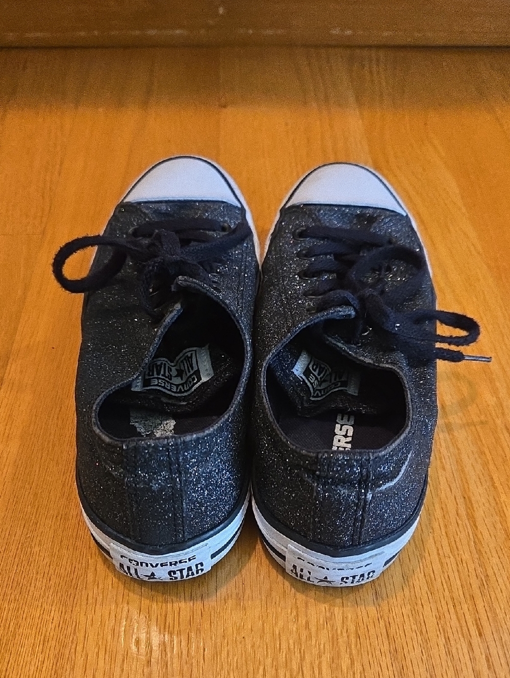 Converse Low Ox Black Iridescent Glitter Sneakers - Picture 4 of 9